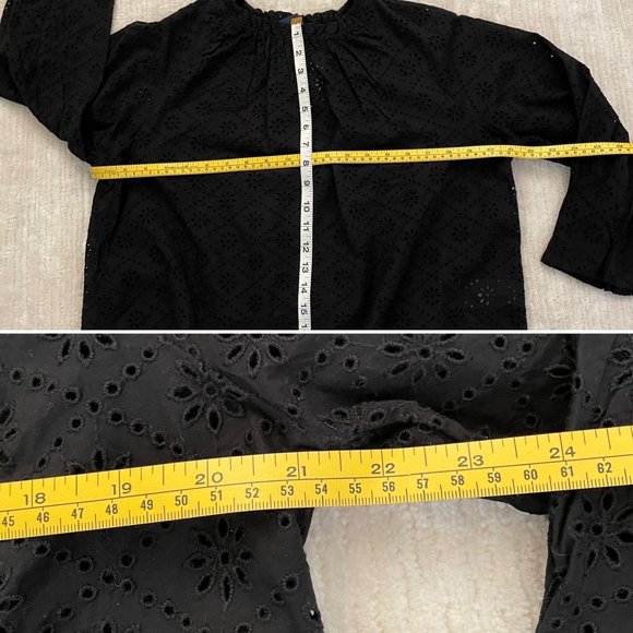 Gap Black Eyelet Cotton Blouse for Women Sz XS New 3/4 Length Sleeve - Picture 10 of 13